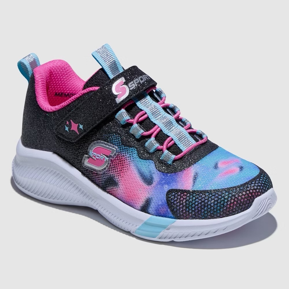 Skechers Sport Galaxy Glitz Blue Pink Ombre Sparkle Sneakers Girls 3 Shoes